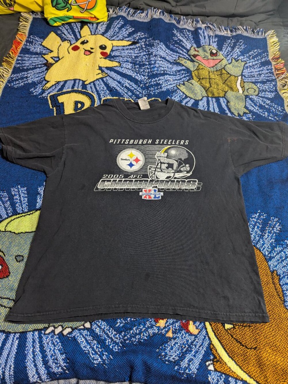Vintage 2005 Pittsburgh Steelers AFC Champions Black T-Shirt sz XL